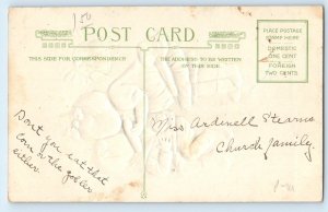 c1910's Thanksgiving Children Eating Corn Turkey Embossed Winsch Back Postcard