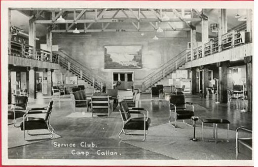CA - La Jolla. Camp Callan, Service Club Interior     *RPPC