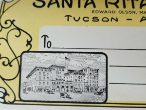 Baggage Luggage Label Decal Santa Rita Hotel Tucson AZ Edward Olson RECTANGLE 