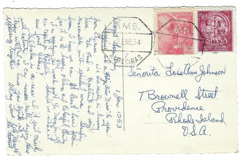 1954 Spain To USA Photo Postcard - Hotel Reina Cristina - See Both Sides (PP23)