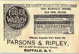 Full & Warren Company Stoves Ranges Parsons & Ripley Trade Card #2 P133