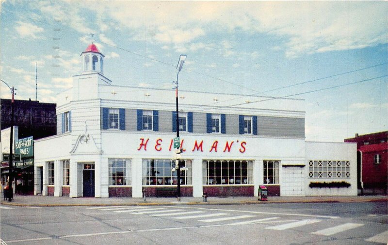 Lorain Ohio 1957 Postcard Heilman's Marine Room & Grill Restaurant