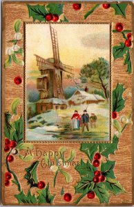 Vintage Postcard Christmas Windmill Scene Winter Richland PA Ji-10