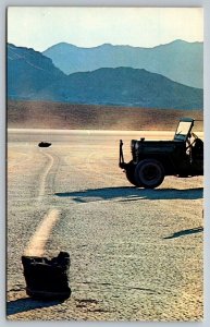 Willys Jeep - Wandering Rocks Race Track - Death Valley California - Postcard