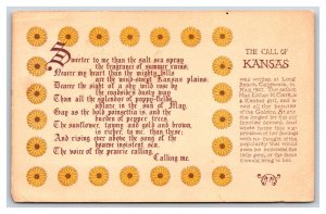 The Call of Kansas Poem KS DB Postcard W3