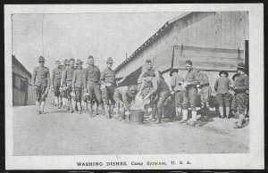 Washing Dishes, Camp Syracuse, U.S. Army, Circa World War I Postcard, Unused