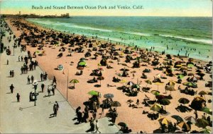 Vtg Postcard Beach and Strand Between Ocean Park and Venice California CA