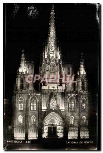 Old Postcard Barcelona Catedral de noche