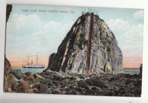 P3175 old postcard ship water view sugar loaf island santa catalina island calif