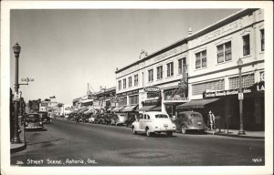 Astoria OR Street Scene Cars Stores c1940s Postcard