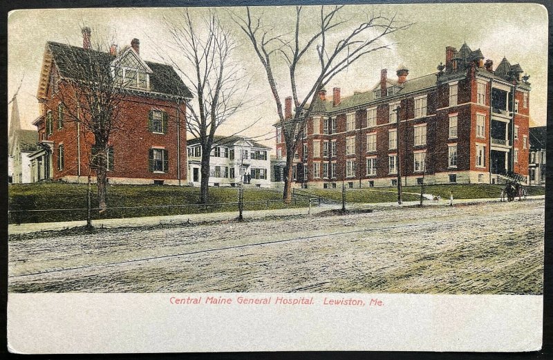 Vintage Postcard 1908 Central Maine General Hospital Lewiston Maine