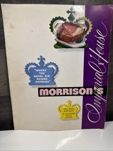 Vintage 60s Morrisons Imperial House St Petersburg Florida Menu Prime Rib