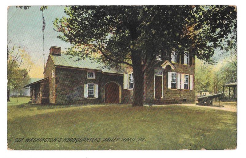 Valley Forge PA General Washingtons Headquaarters Postcard Flag Cancel 1909