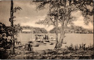 Lake & Twin Islands from Sears Park, East Hampton CT c1952 Vintage Postcard F66