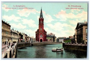 St. Petersburg Russia Postcard Great Marine and Reformed Church 1909 Posted