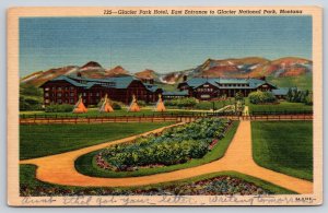 Montana~Park Hotel @ East Entrance To Glacier Natl Park~Vintage Linen Postcard