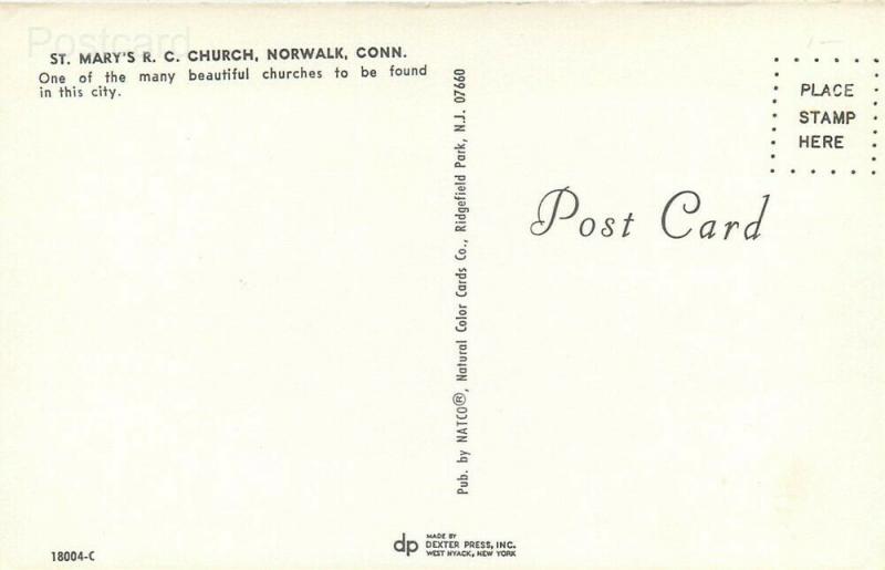 CT, Norwalk, Connecticut, Saint Mary's R.C. Church, Dexter Press No. 18004-C