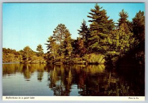 Reflections In A Quiet Lake, Canada, Chrome Postcard