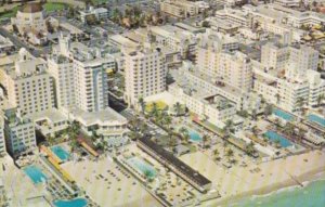 Florida Miami Beach Aerial View Of Hotels Along The Ocean