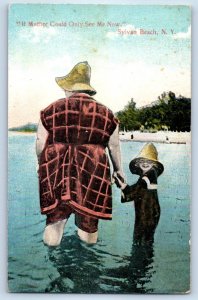 1916 Sylvan Beach New York Postcard Mother Could Only See Me Now Child Mother