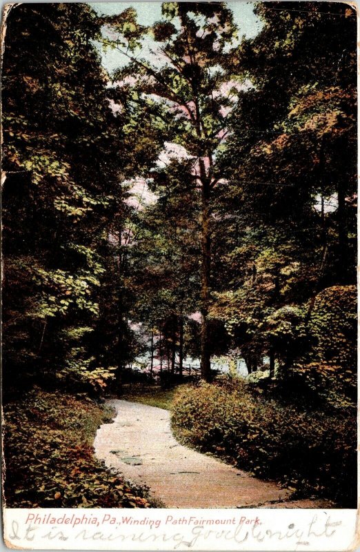 Philadelphia PA Pennsylvania Winding Path Farimount Park Antique Postcard DB PM  