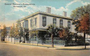 GENERAL SHERMAN'S HEADQUARTERS CIVIL WAR SAVANNAH GEORGIA POSTCARD (c. 1910)