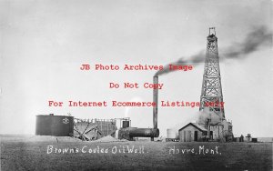 MT, Havre, Montana, RPPC, Brown's Coulee Oil Well with Parkersburg Rig