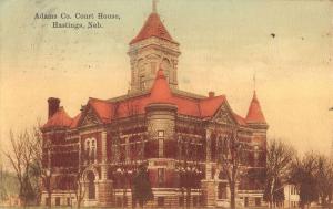 Hastings Nebraska Adams Co Court House Exterior Antique Postcard K24926