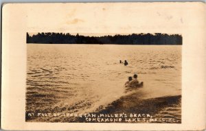 RPPC At Foot of Toboggan Millers Beach Congamond Lake Southwick MA Postcard T25