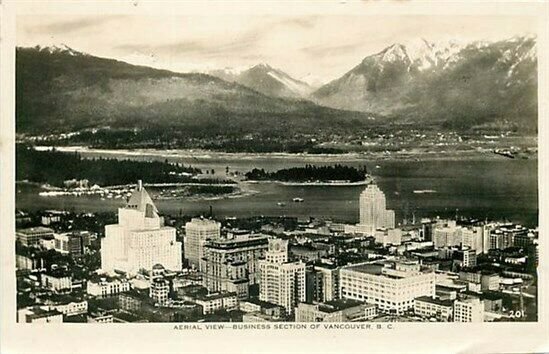 Canada, Vancouver, B.C., RPPC, Aerial View of Business Section