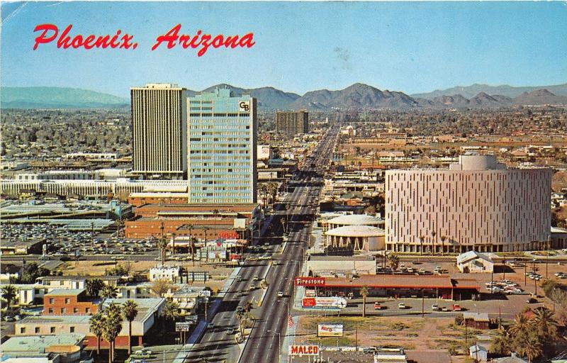 Phoenix Arizona~Central Avenue~Beautiful View from Mayer Central Plaza~1970 Pc