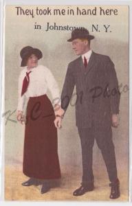 Johnstown NY Took Me By the Hand Taylor, Platt Co. Romance Comic Postcard A32