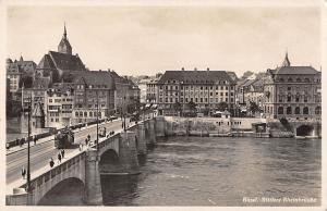 B23760 Basel Mittlere Rheinbrucke old tramway  switzerland real photo