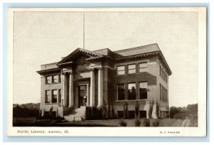 c1910 Public Library Aurora Illinois IL Unposted Antique Postcard 