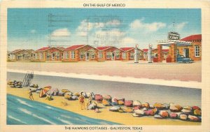 Texas Galveston Hawkins Cottages 1947 Beach MWM Linen  Postcard 22-6521