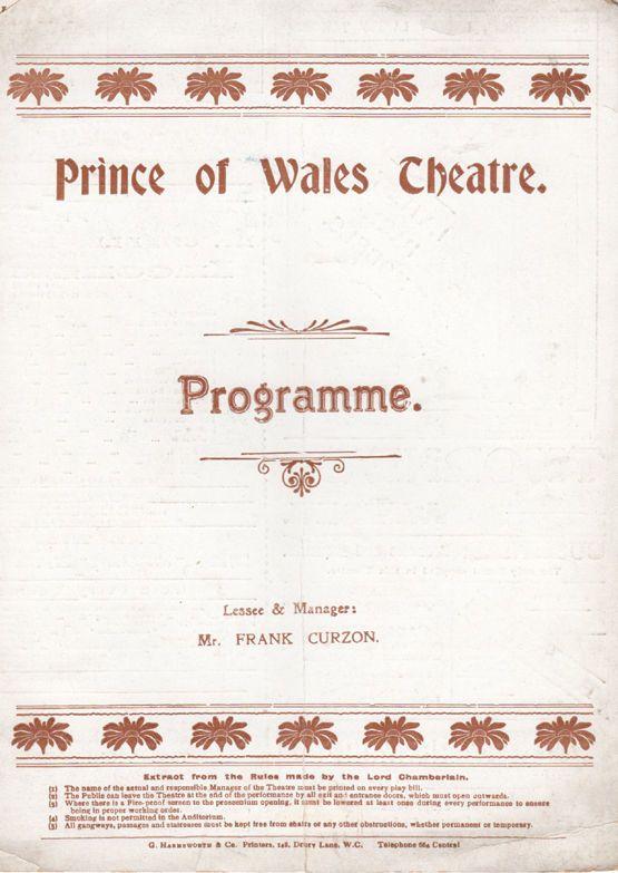 Inconstant George Charles Hawtrey Victorian Price Of Wales Old Theatre Programme