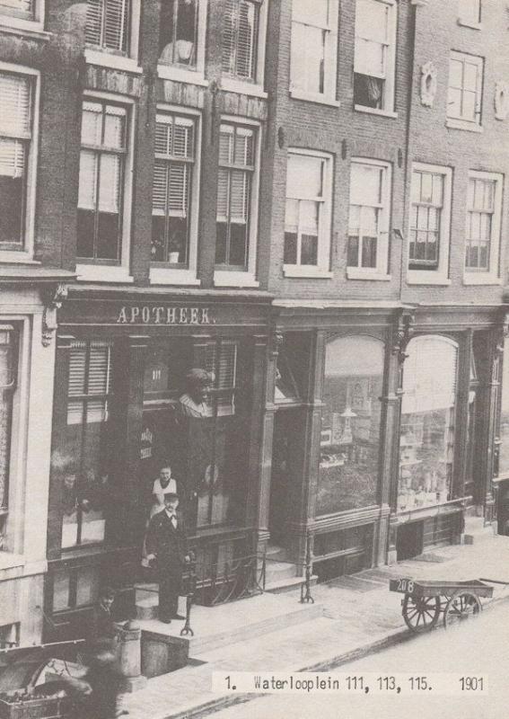 Waterlooplein Apotheer Shop 111 113 115 in 1901 Postcard