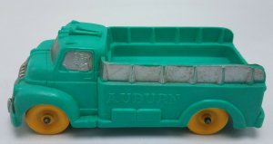 Vintage Auburn Rubber Co 5 1/2 Toy Truck Green w Yellow Wheels