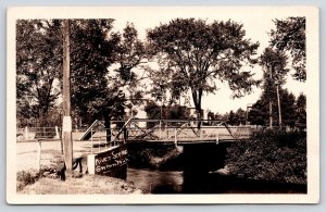 Gwinn Michigan~Escanaba River Pony Through Truss Bridge Close Up~1930s RPPC 