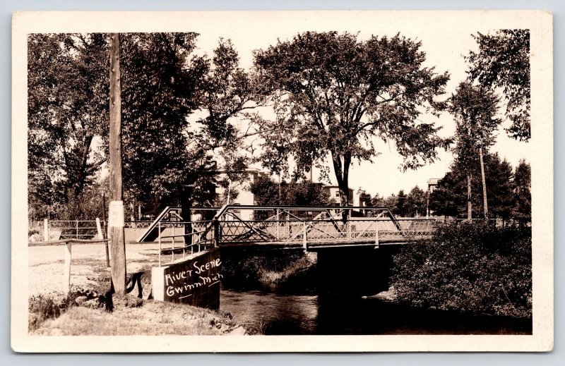 Gwinn Michigan~Escanaba River Pony Through Truss Bridge Close Up~1930s RPPC 