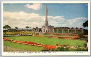 Auckland New Zealand 1950s Postcard Savage Memorial Bastion Point
