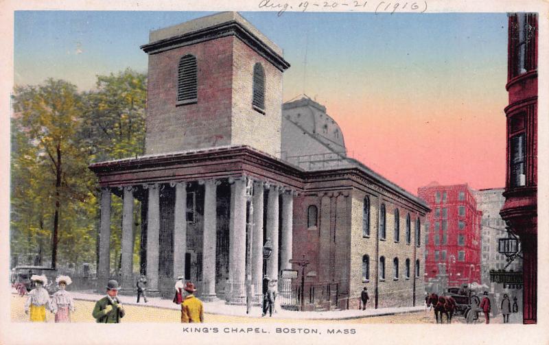 King's Chapel, Boston, Massachusetts, early postcard, unused