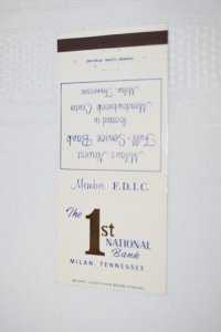 1st National Bank Milan Tennessee 30 Front Strike Matchbook Cover