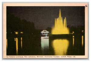 Illuminated Fountain Parc Lafontaine Montreal Canada Postcard