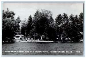 c1950s Devereux Camps Great Embden Pond North Anson Maine ME RPPC Photo Postcard 