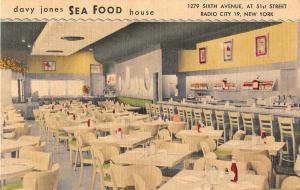 New York City Davy Jones Sea Food House Interior Antique Postcard (J32623) 