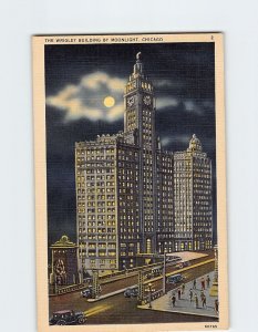 Postcard The Wrigley Building By Moonlight Chicago Illinois USA