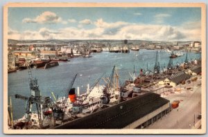 Vtg Goteborg Sweden Hamnen Fartyg Ships at Port Gothenburg Postcard