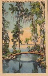 Florida Cypress Gardens Rustic Bridge Over One Of The Canals 1939 Curteich