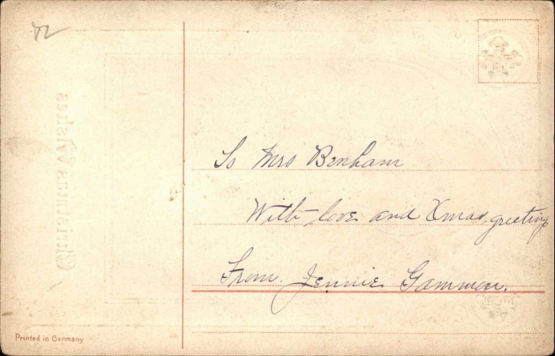 EAS Christmas Mary with Young Boy Jesus Reading Book c1910 Gel Postcard